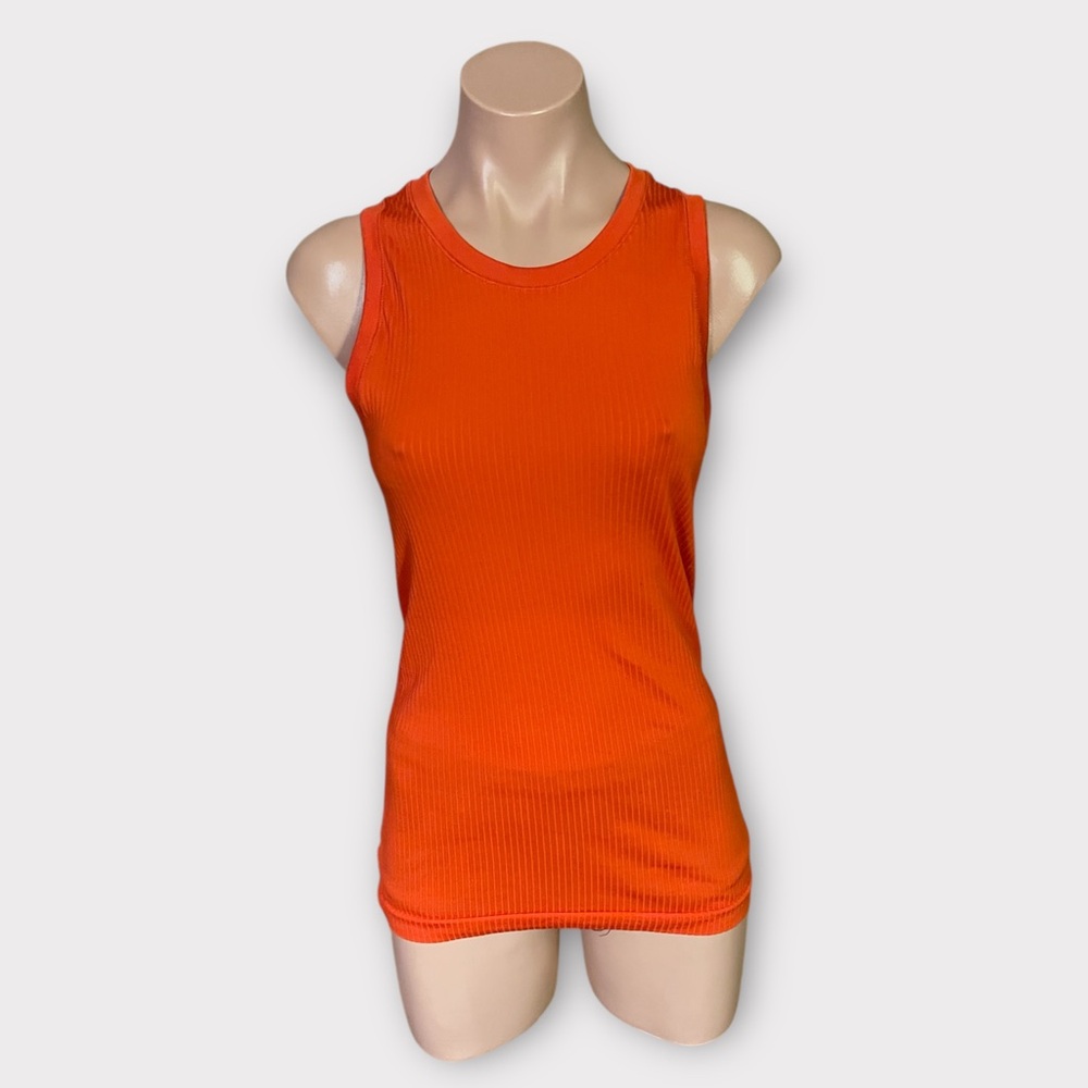 Athleta Women’s Small Orange Ribbed Polyester Blend Tank Top